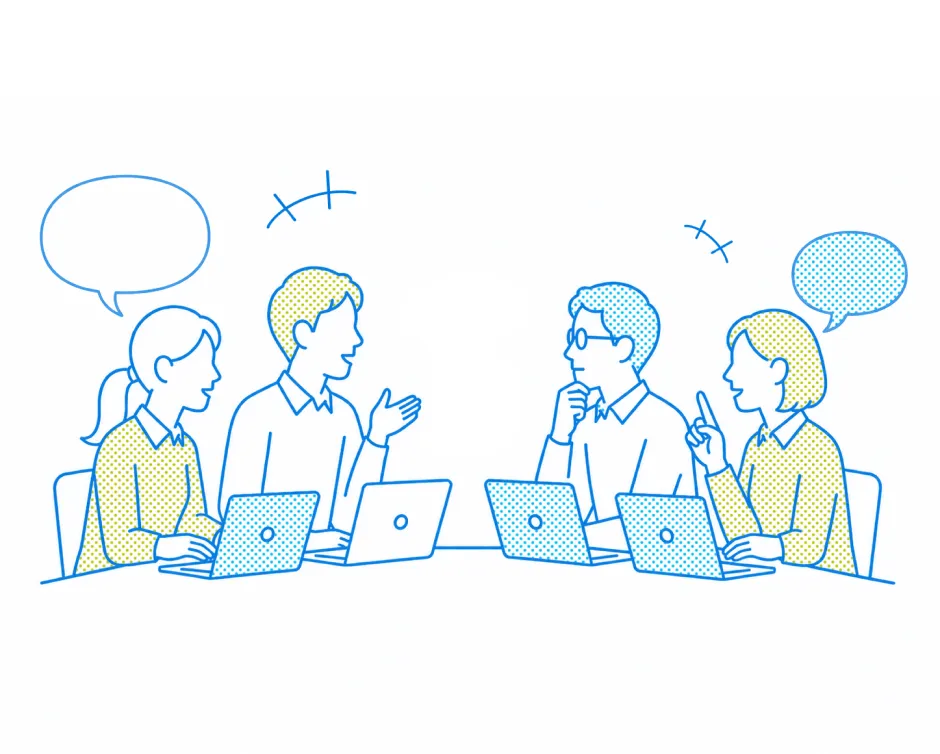 対話するエンジニアのイラスト